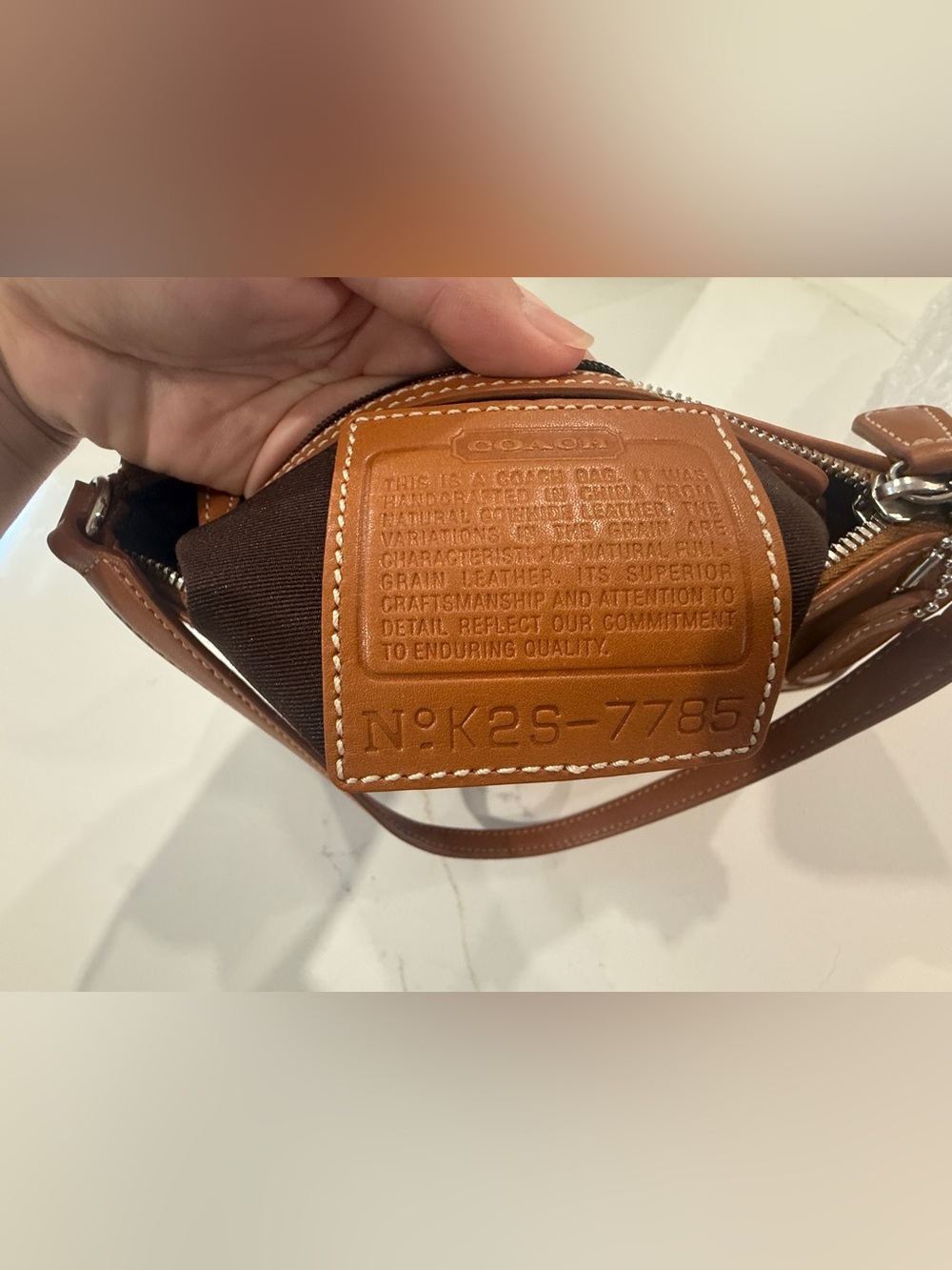 Vintage Coach Hamptons Demi Mini #7785 British Tan Leather Y2K Shoulder Bag - Picture 6 of 7